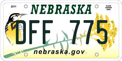 NE license plate DFF775