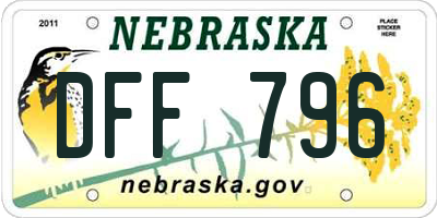 NE license plate DFF796