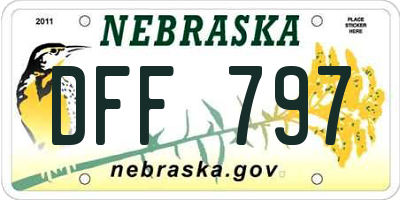 NE license plate DFF797