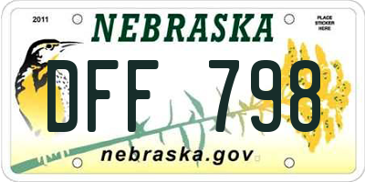 NE license plate DFF798
