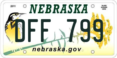 NE license plate DFF799