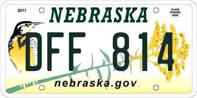 NE license plate DFF814