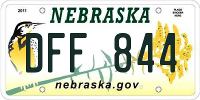 NE license plate DFF844