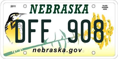 NE license plate DFF908