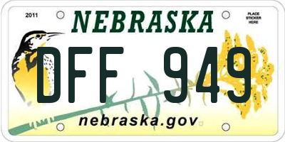 NE license plate DFF949