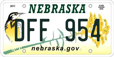 NE license plate DFF954