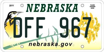 NE license plate DFF967