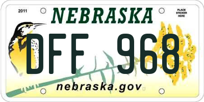 NE license plate DFF968