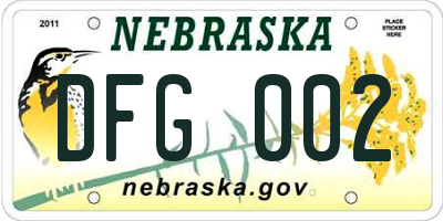 NE license plate DFG002