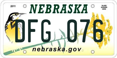 NE license plate DFG076