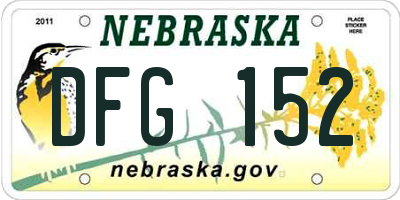 NE license plate DFG152
