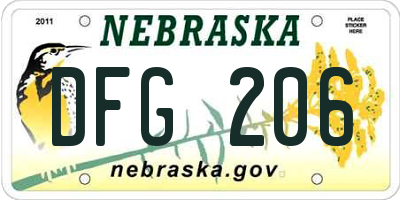 NE license plate DFG206