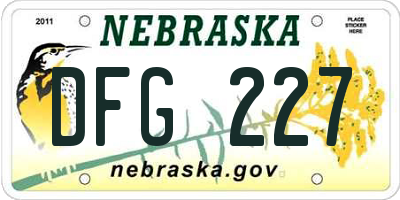 NE license plate DFG227