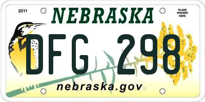 NE license plate DFG298