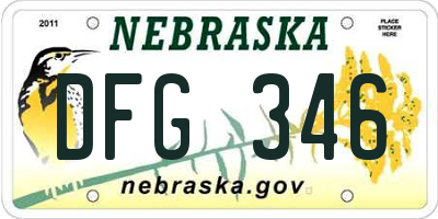 NE license plate DFG346