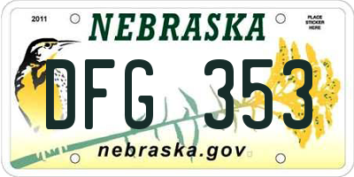 NE license plate DFG353