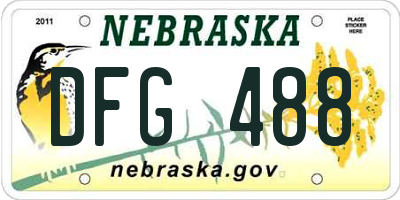 NE license plate DFG488