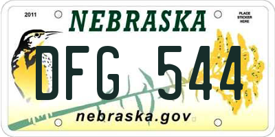 NE license plate DFG544