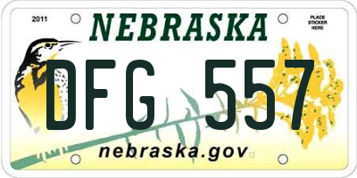 NE license plate DFG557