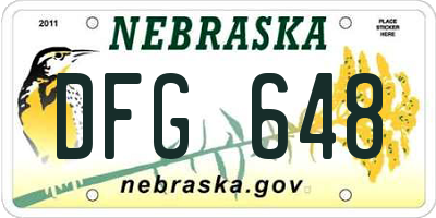 NE license plate DFG648