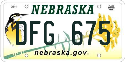 NE license plate DFG675
