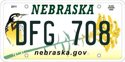 NE license plate DFG708