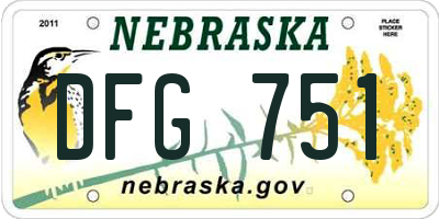 NE license plate DFG751