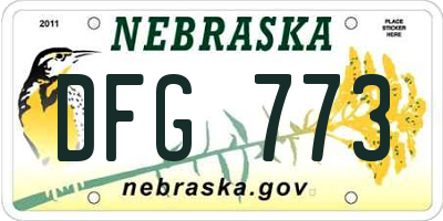 NE license plate DFG773