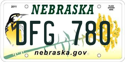 NE license plate DFG780