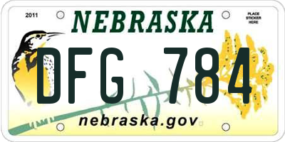 NE license plate DFG784