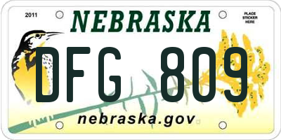 NE license plate DFG809