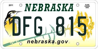 NE license plate DFG815