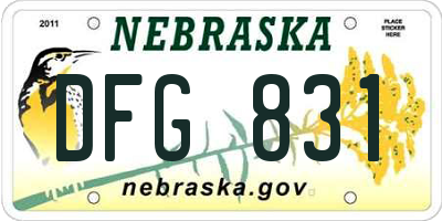 NE license plate DFG831