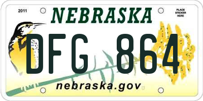 NE license plate DFG864