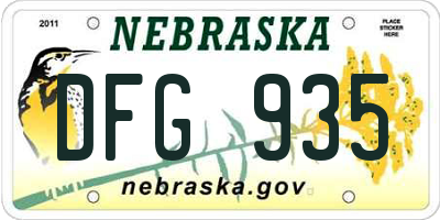 NE license plate DFG935