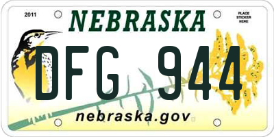 NE license plate DFG944