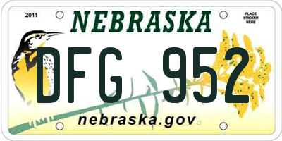 NE license plate DFG952