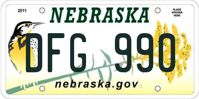 NE license plate DFG990
