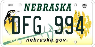 NE license plate DFG994