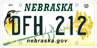 NE license plate DFH212