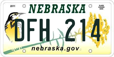 NE license plate DFH214