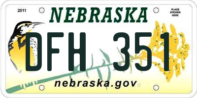 NE license plate DFH351