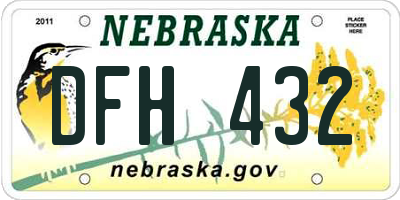 NE license plate DFH432