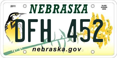 NE license plate DFH452