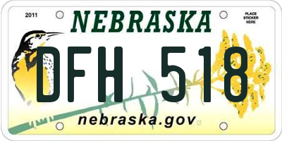 NE license plate DFH518