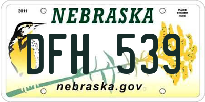 NE license plate DFH539