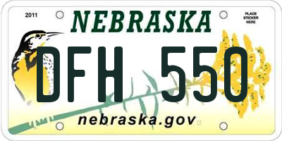 NE license plate DFH550