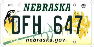 NE license plate DFH647