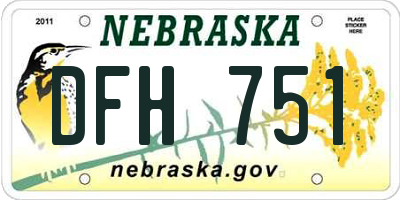 NE license plate DFH751