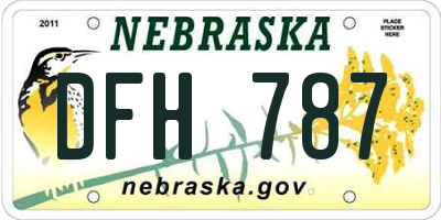 NE license plate DFH787